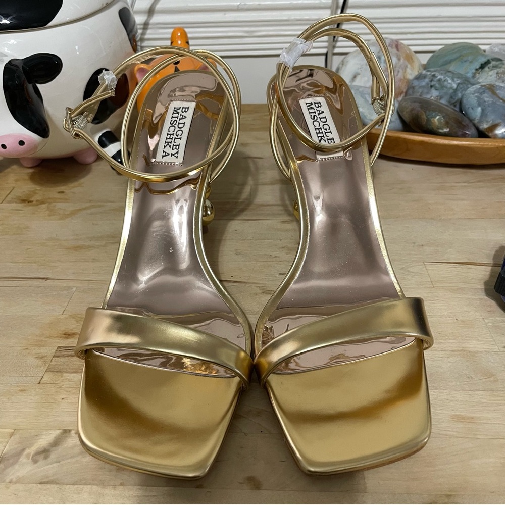 Badgley Mischka Ivette II Metallic Stiletto Sandal Size 9 - Picture 2 of 10